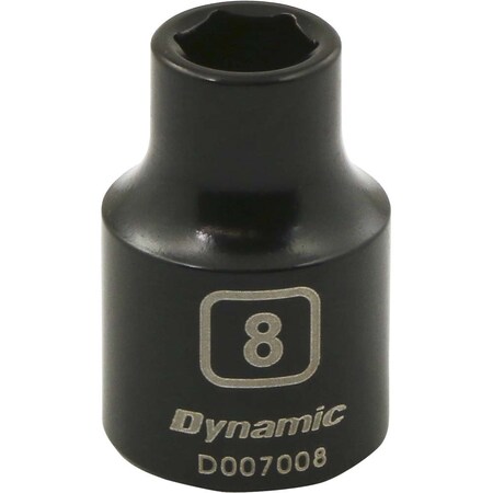 Dynamic 3/8" Drive Standard Socket, Black Phosphate, Tools 3/8" Drive 6 Point Metric, 8mm Standard Length D007008
